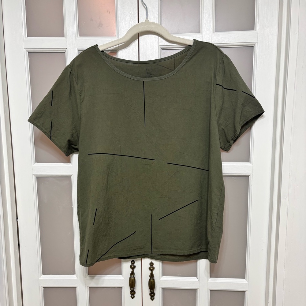 Casual Olive Green Short Sleeve Tee